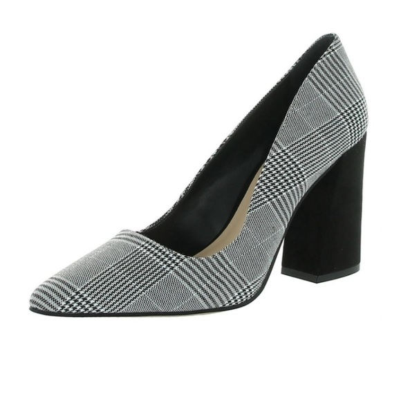 Vince Camuto Shoes - Vince Camuto talise black white Glenn plaid heels